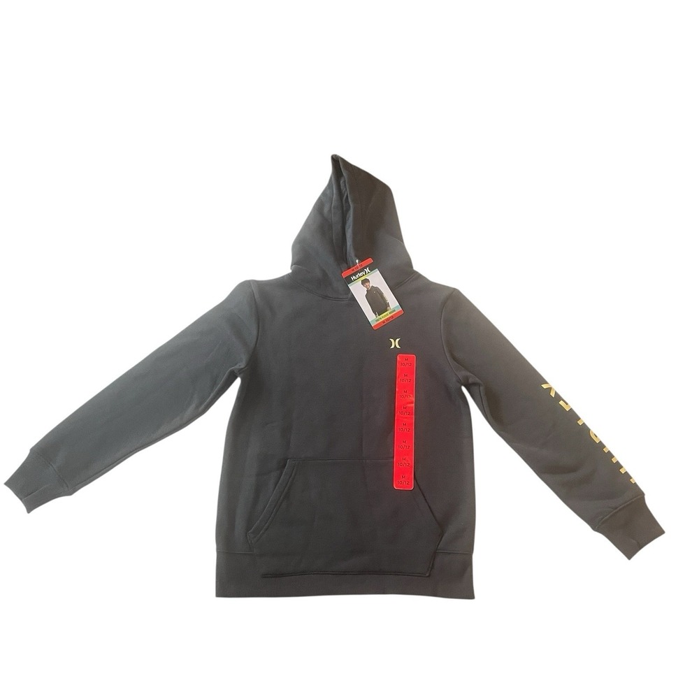 NWT Hurley Boy's Size M 10/12 Fleece‎ Hoodie Gray Logo Spellout Mountain Outdoor
